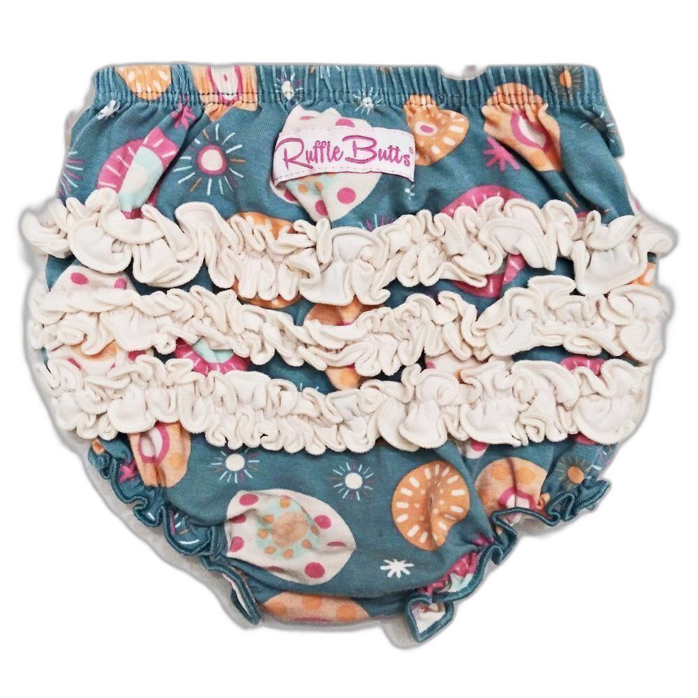 RUFFLE BUTTS Baby Bloomers Diaper Cover Bottoms Retro Boho Sz 6-12 Mths